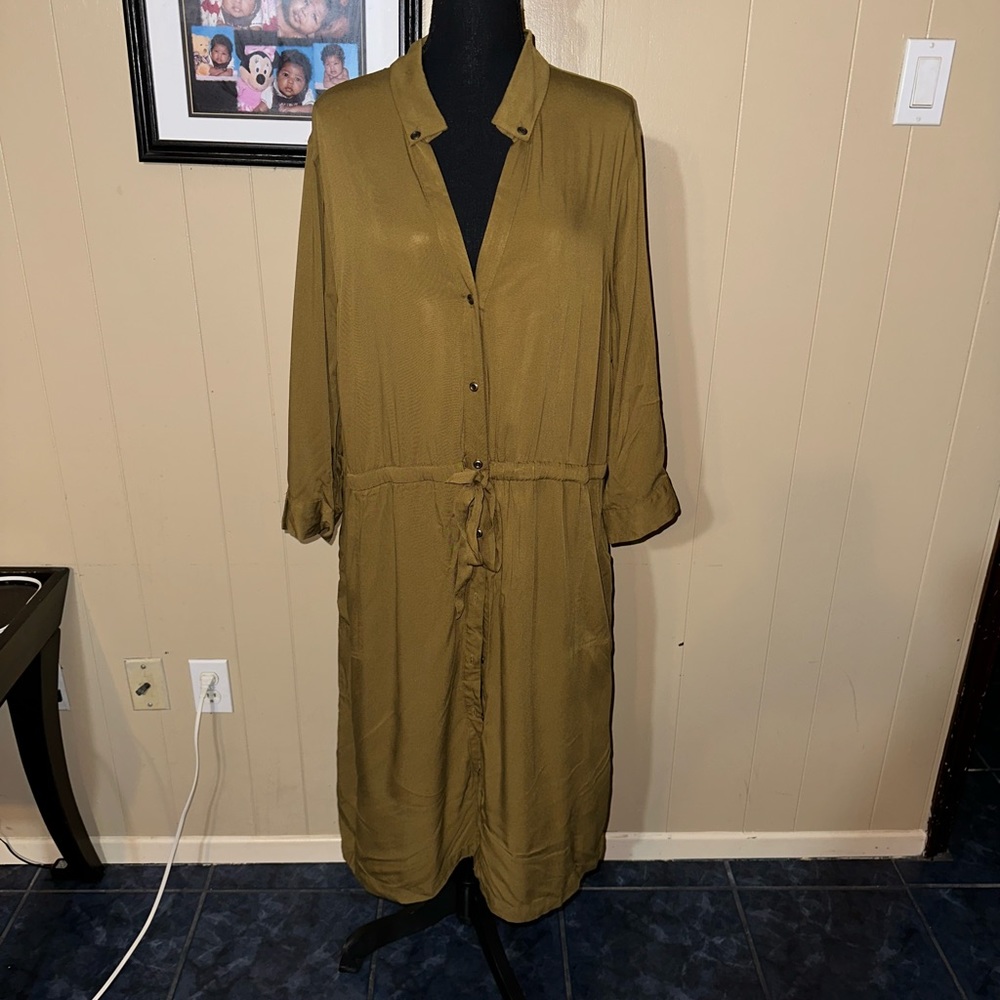 BNWT Olive Green Drawstring Dress, Size XXL
